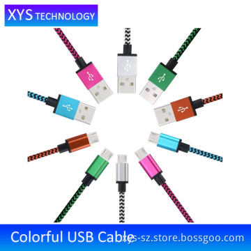 New style Colorful Braid Micro USB Charging Cable, Hot Sale Aliminum Alloy USB Cable/